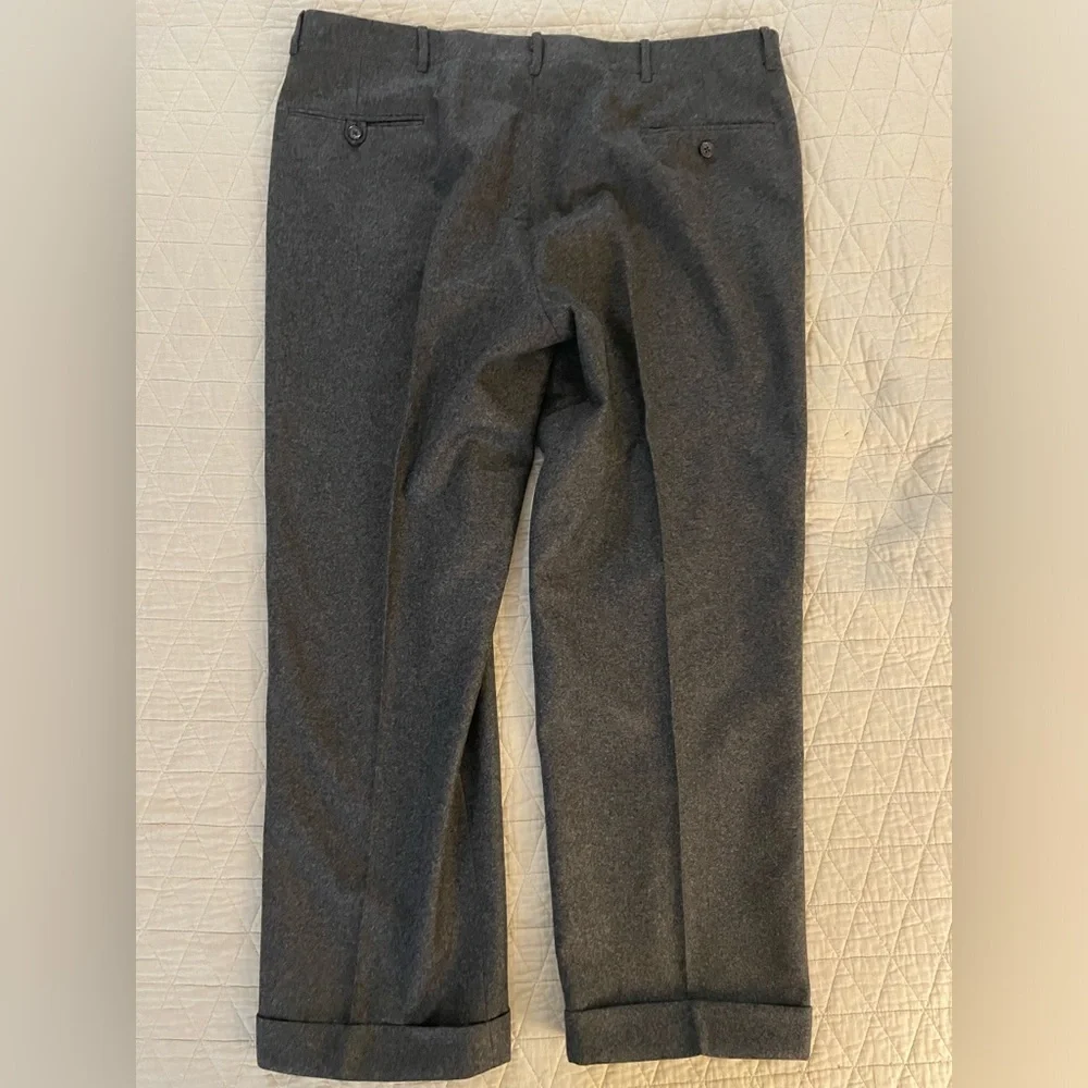 Polo Ralph Lauren‎ Made in Italy Vintage Gray Flannel Wool Preston Pant Size 40